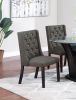 Modern Fabric / Polyfiber Ash Black Tufted Set of 2 Chairs Dining Seat Chair Rubber wood MDF Kitchen Dining Room Wingback Design