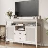 52.8" Rattan Sideboard, Boho Farmhouse Storage Cabinet with Adjustable Shelves, Accent Buffet Cabinet for Kitchen