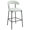 26'' Counter height bar stools Teddy fabric cover kitchen island counter bar stool with black powder coating base and footrest(Snow)