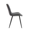 Modern Design Dining Chairs 2pc Set Gray Faux Leather Upholstery Black Metal Legs Kitchen Dining Furniture