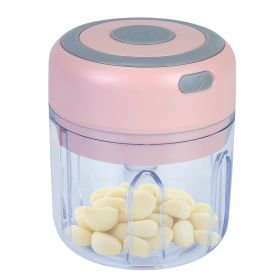 Mini Electric Garlic Chopper 8.45OZ Cordless Garlic Mincer Food Chopper Rechargeable Food Blender Chili Nut Onion Pepper Meat Ginger Baby Food (Option: Pink)